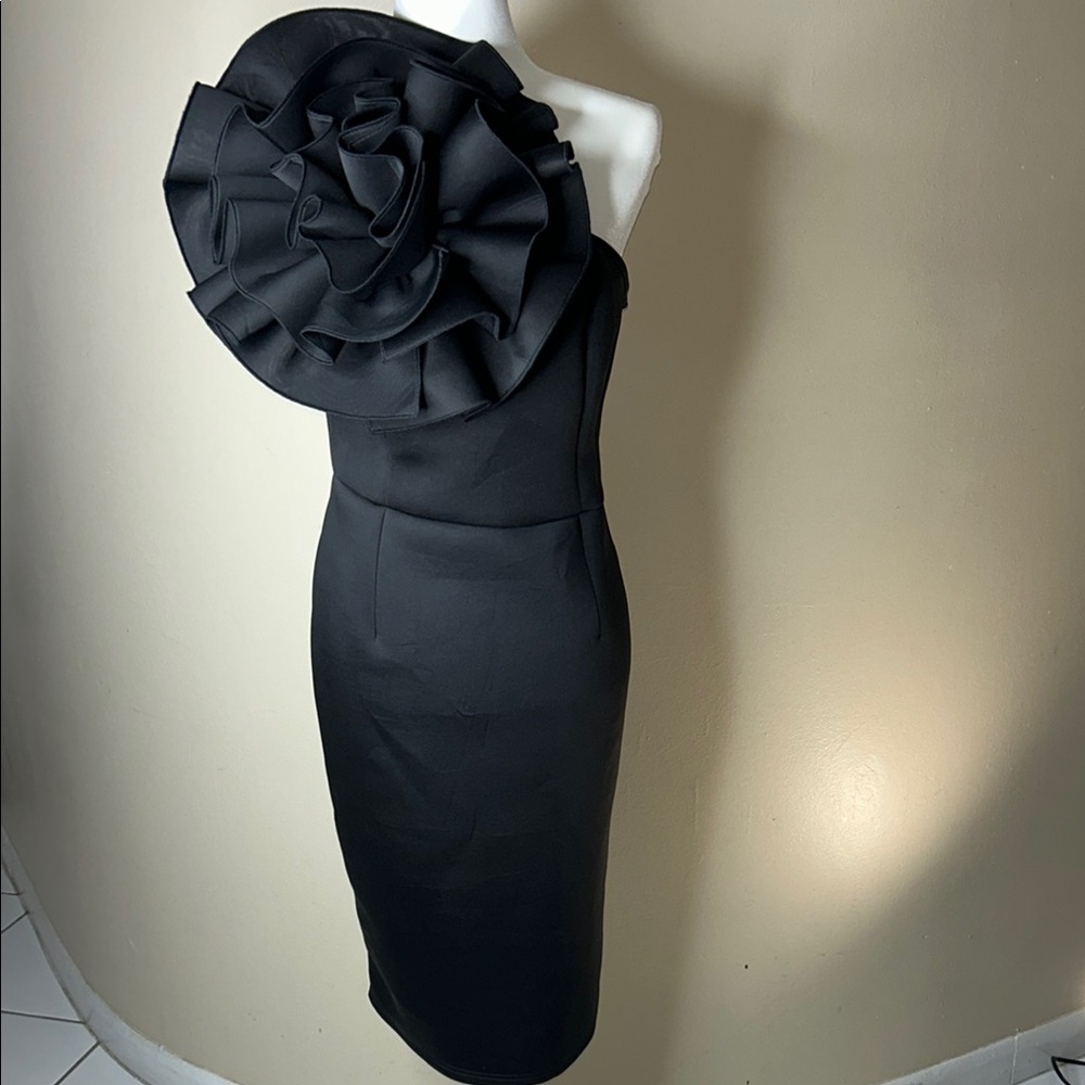 Nikki Lund Elegant Black One-Shoulder Dress